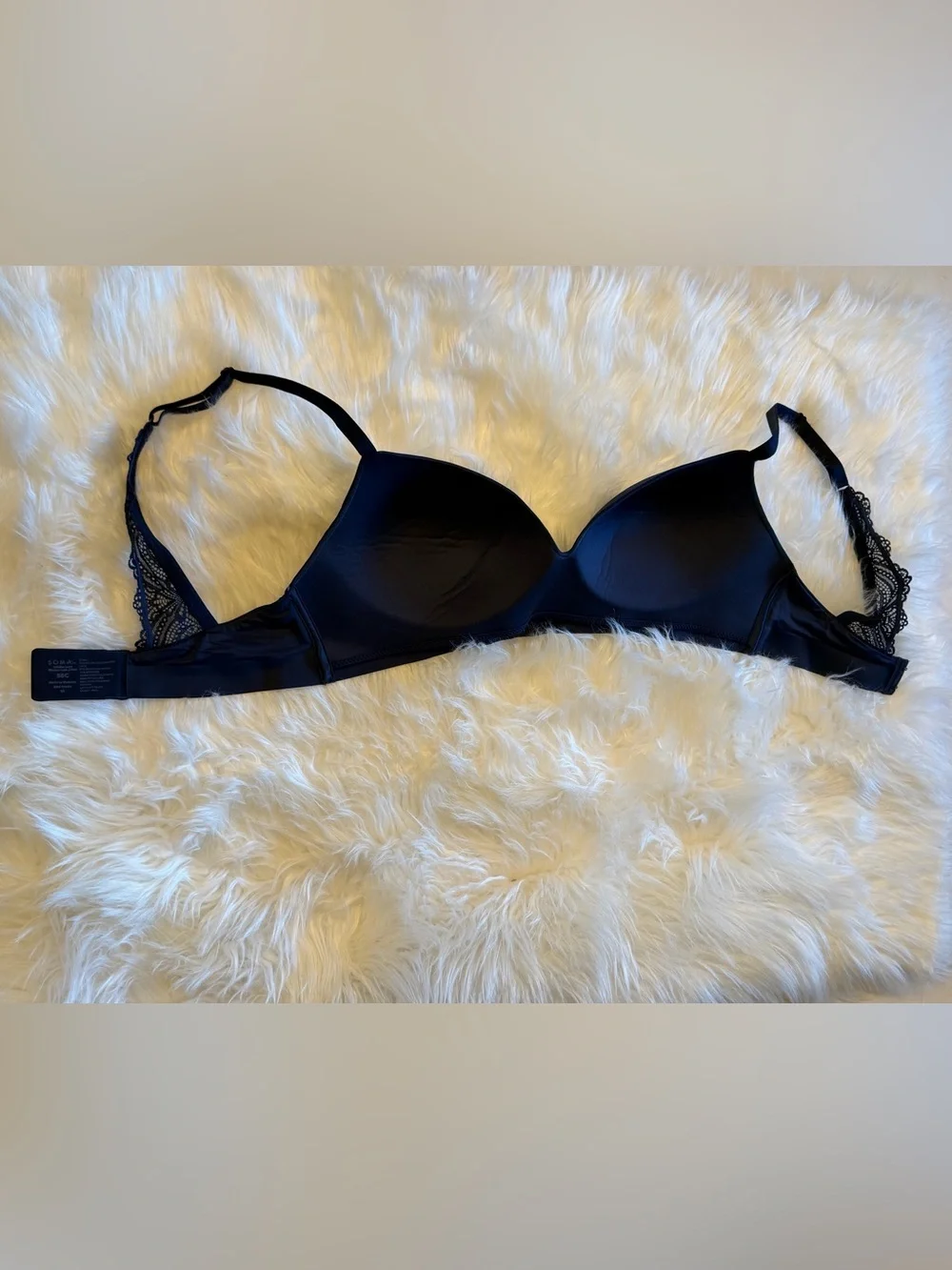 Soma Wireless Enbliss Luxe Smooth Contour Bra with Lace Straps Sz-36C.    GG18‎